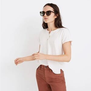 Madewell hemp-cotton brother henley tee XS pearl ivory